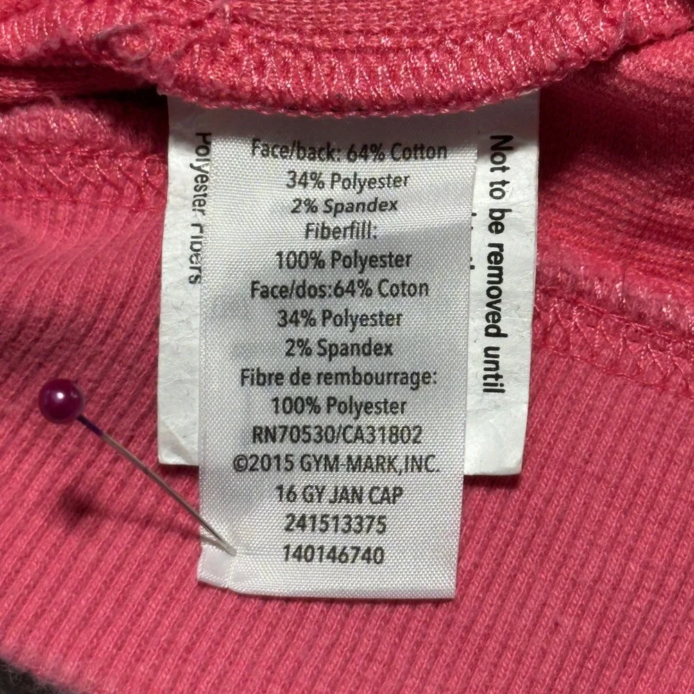 Gymboree Hoodie Kids S 5-6 Pink Embossed Heart Full Zip Puff Shoulder Excellent